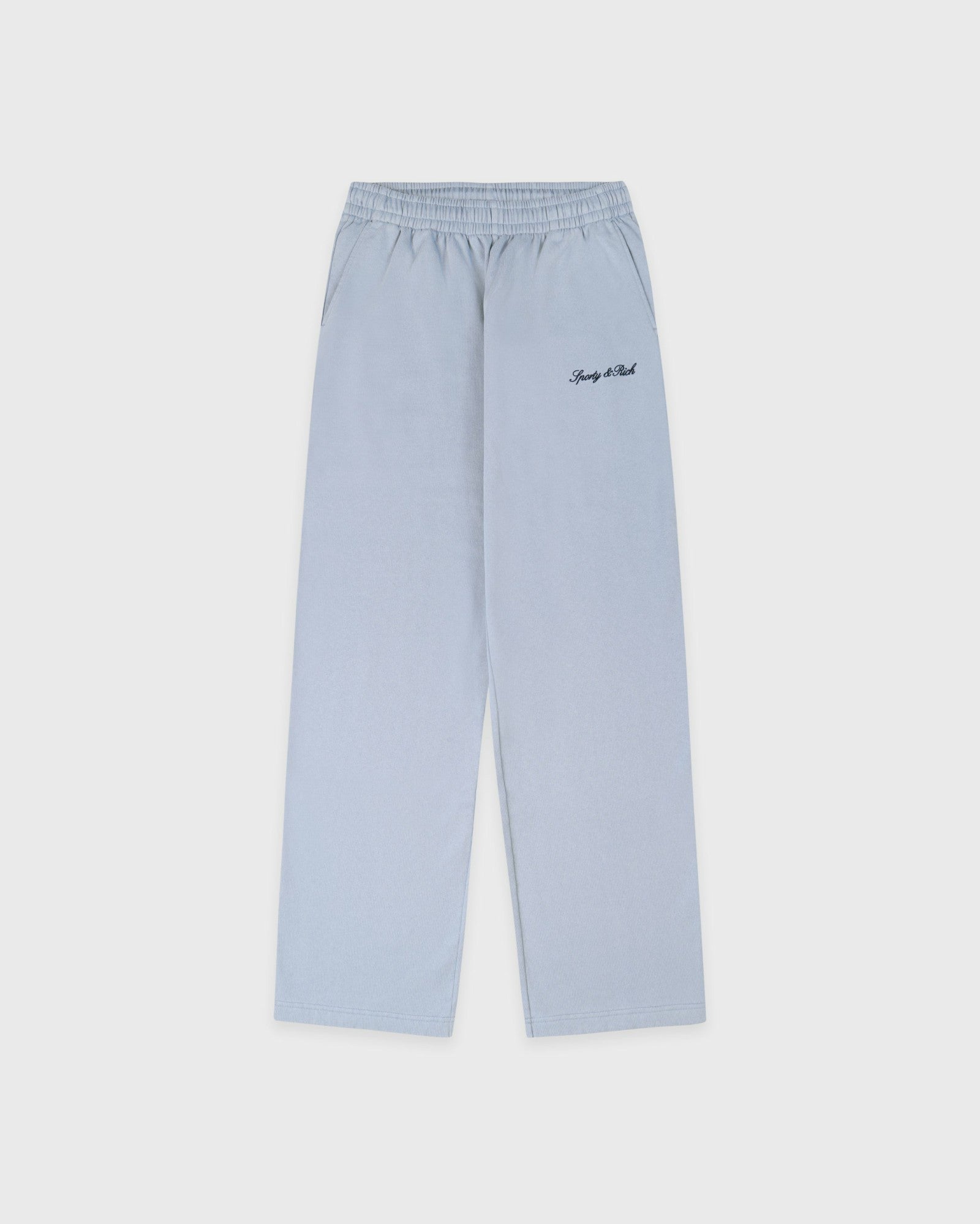 Signature Logo Embroidered Wide Sweatpant - Faded Blue/Navy Sporty & Rich US