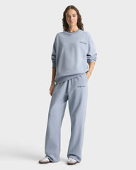 Signature Logo Embroidered Wide Sweatpant - Faded Blue/Navy Sporty & Rich US
