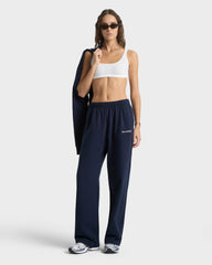 Serif Logo Wide Sweatpant - Navy/White Sporty & Rich Online