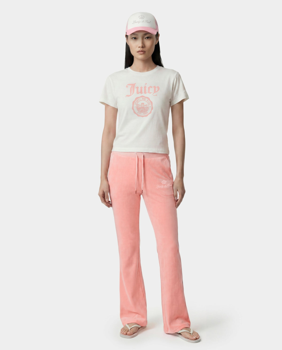 Juicy Script Velour Sweatpant - Rose Sporty & Rich Outlet