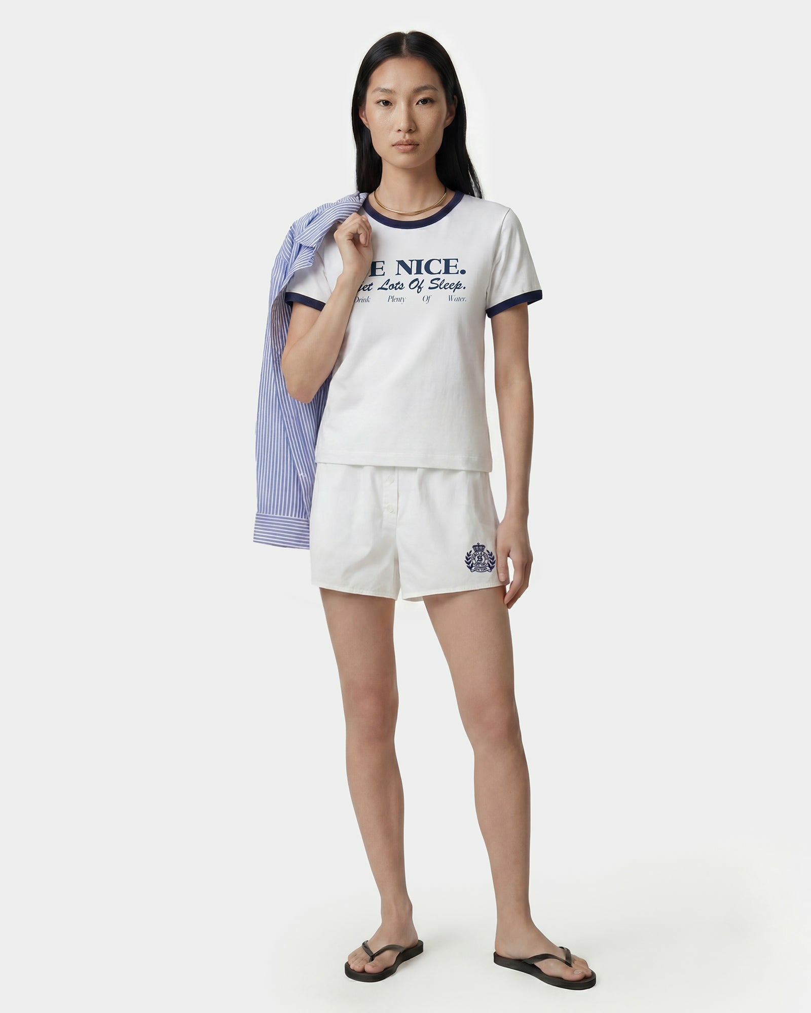 NY Crest Mini Boxer - White/Navy Sporty & Rich For Sale