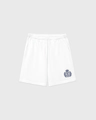 NY Crest Embroidered Gym Short - White/Light Navy Sporty & Rich Discount