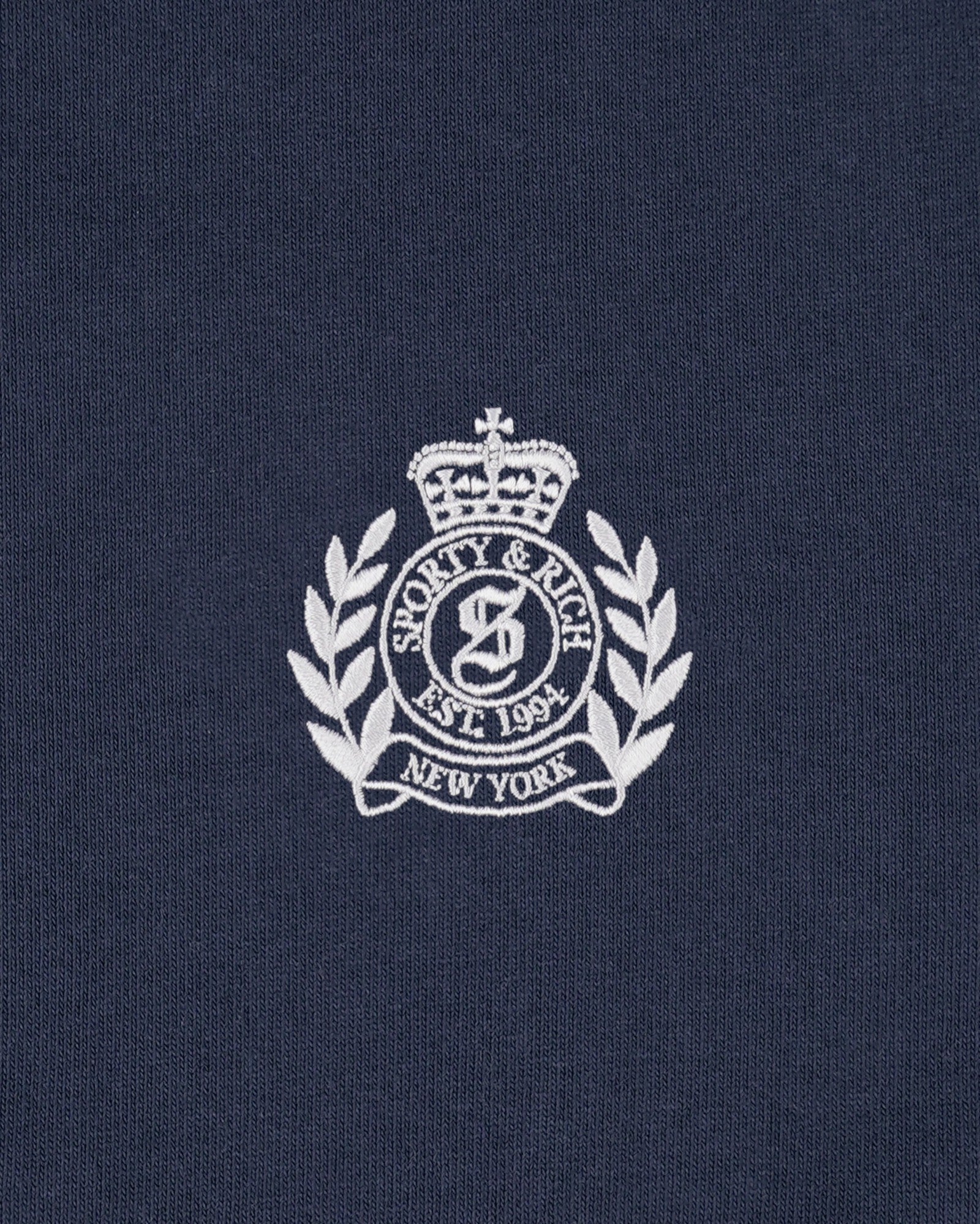 NY Crest Embroidered Gym Short - Light Navy/White Sporty & Rich For Sale