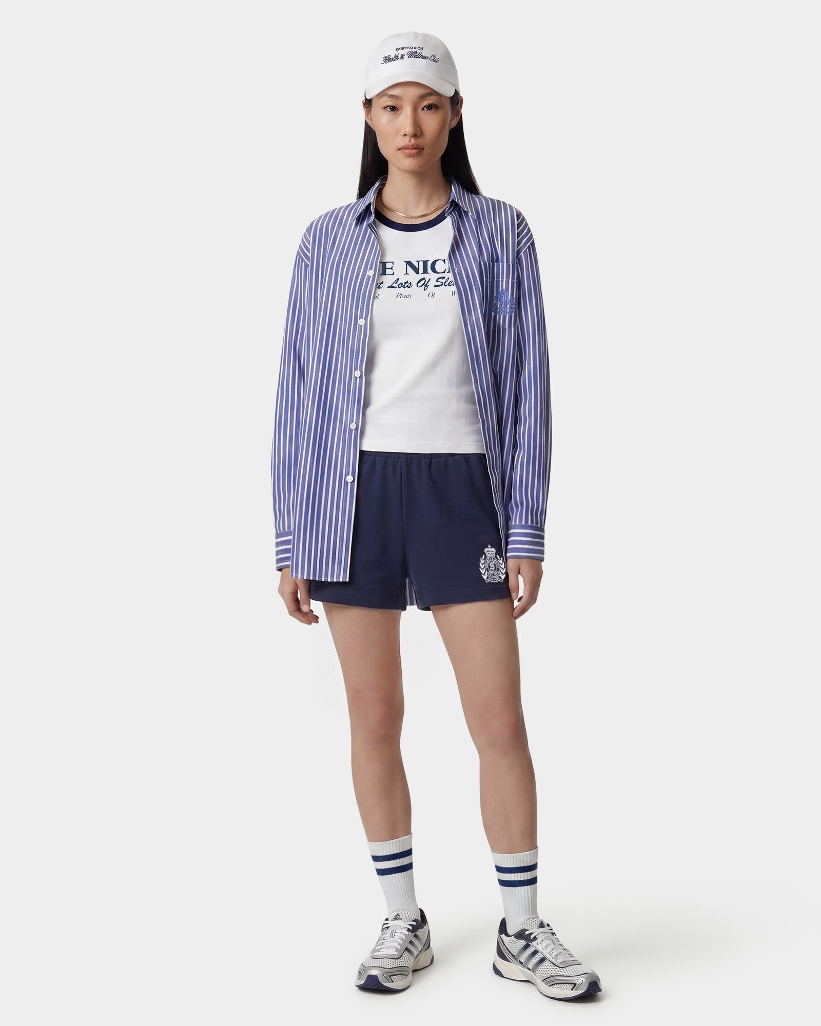 NY Crest Embroidered Disco Short - Light Navy/White Sporty & Rich Outlet