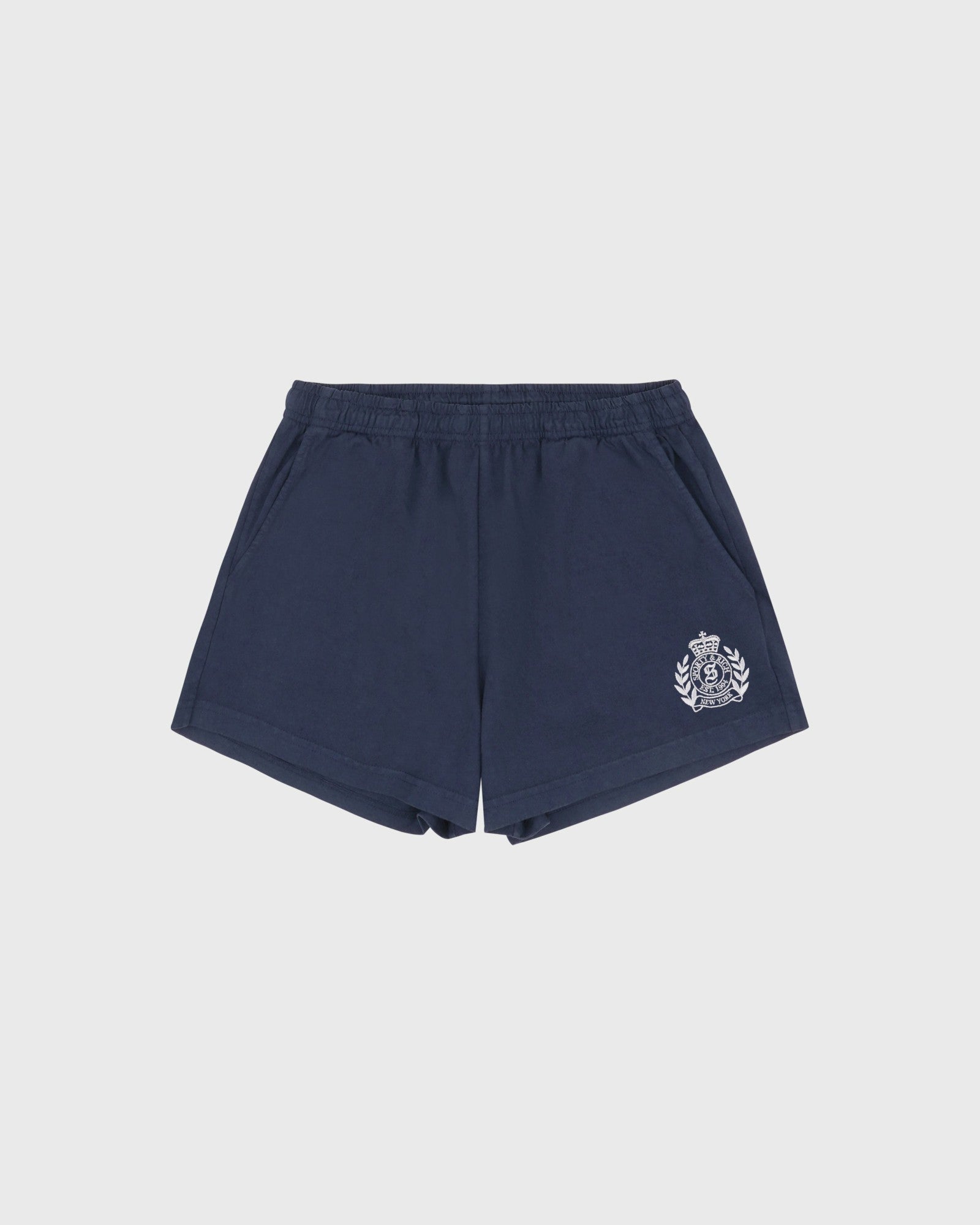 NY Crest Embroidered Disco Short - Light Navy/White Sporty & Rich Outlet
