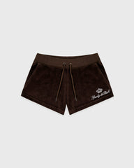 Juicy Script Velour Short - Chocolate Sporty & Rich Outlet
