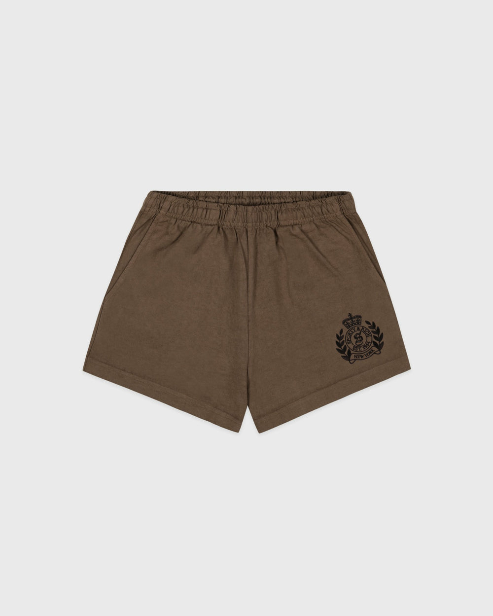 NY Crest Embroidered Disco Short - Sand Sporty & Rich US