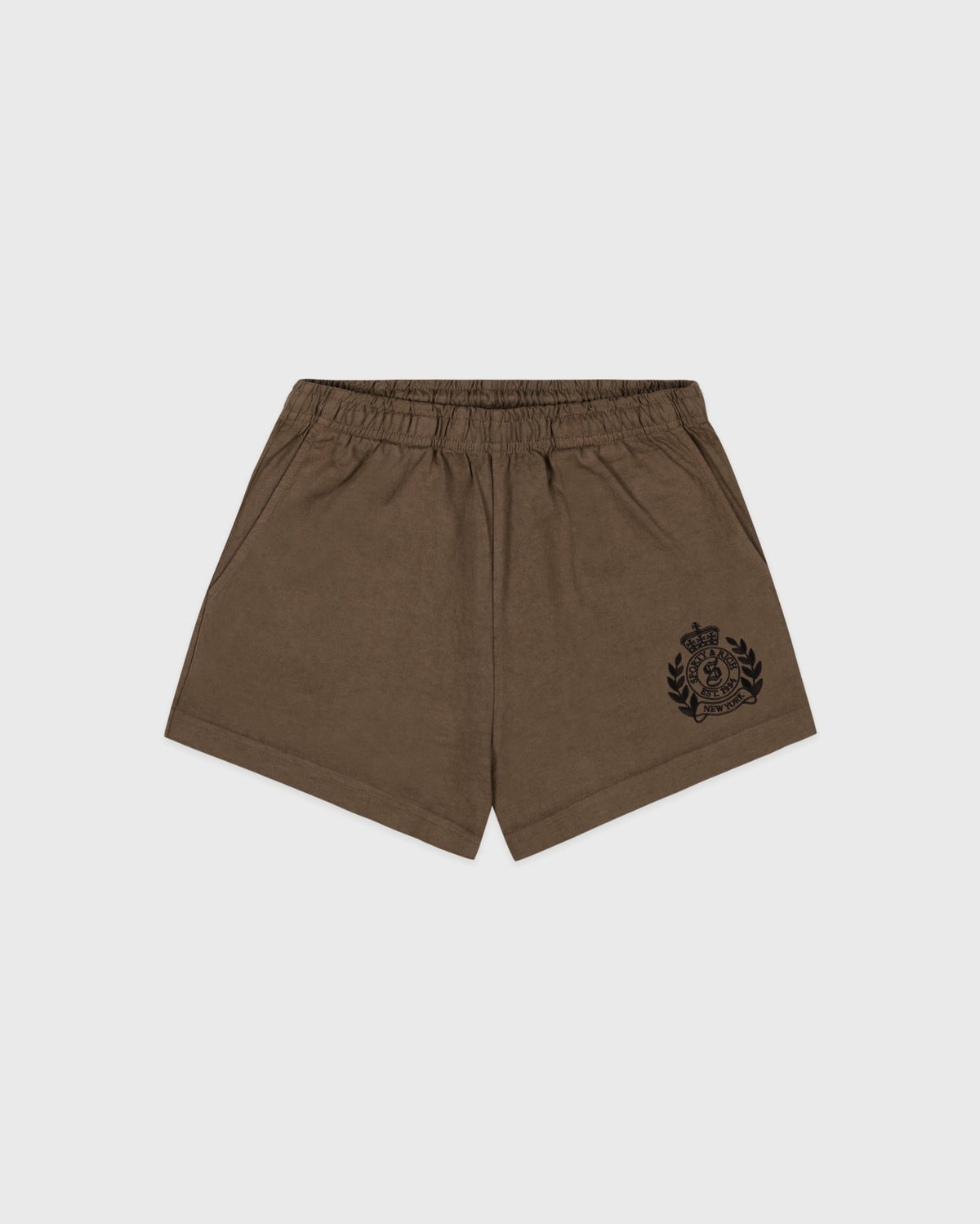 NY Crest Embroidered Disco Short - Sand Sporty & Rich US