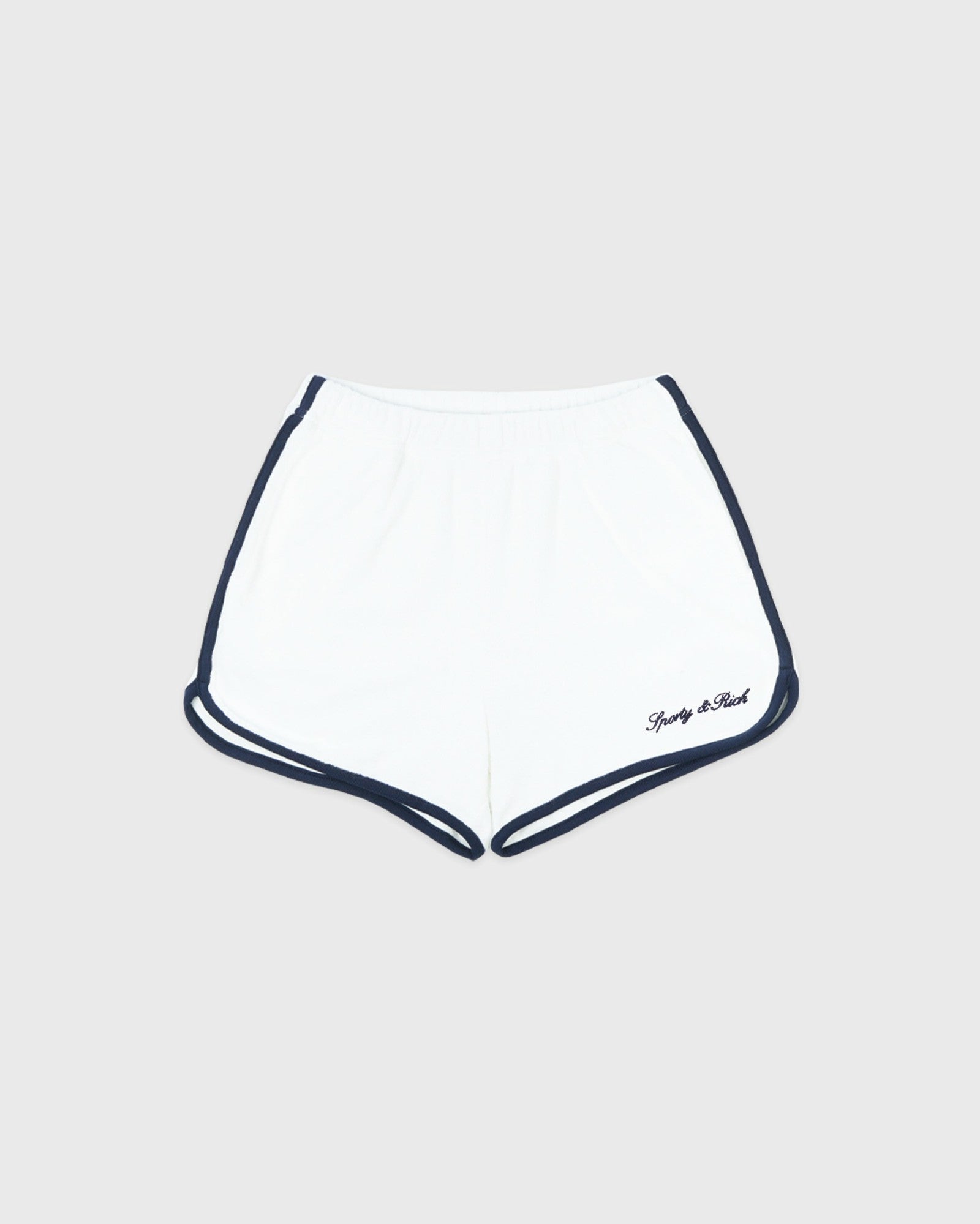Signature Logo Terry Short - White/Navy Sporty & Rich Outlet