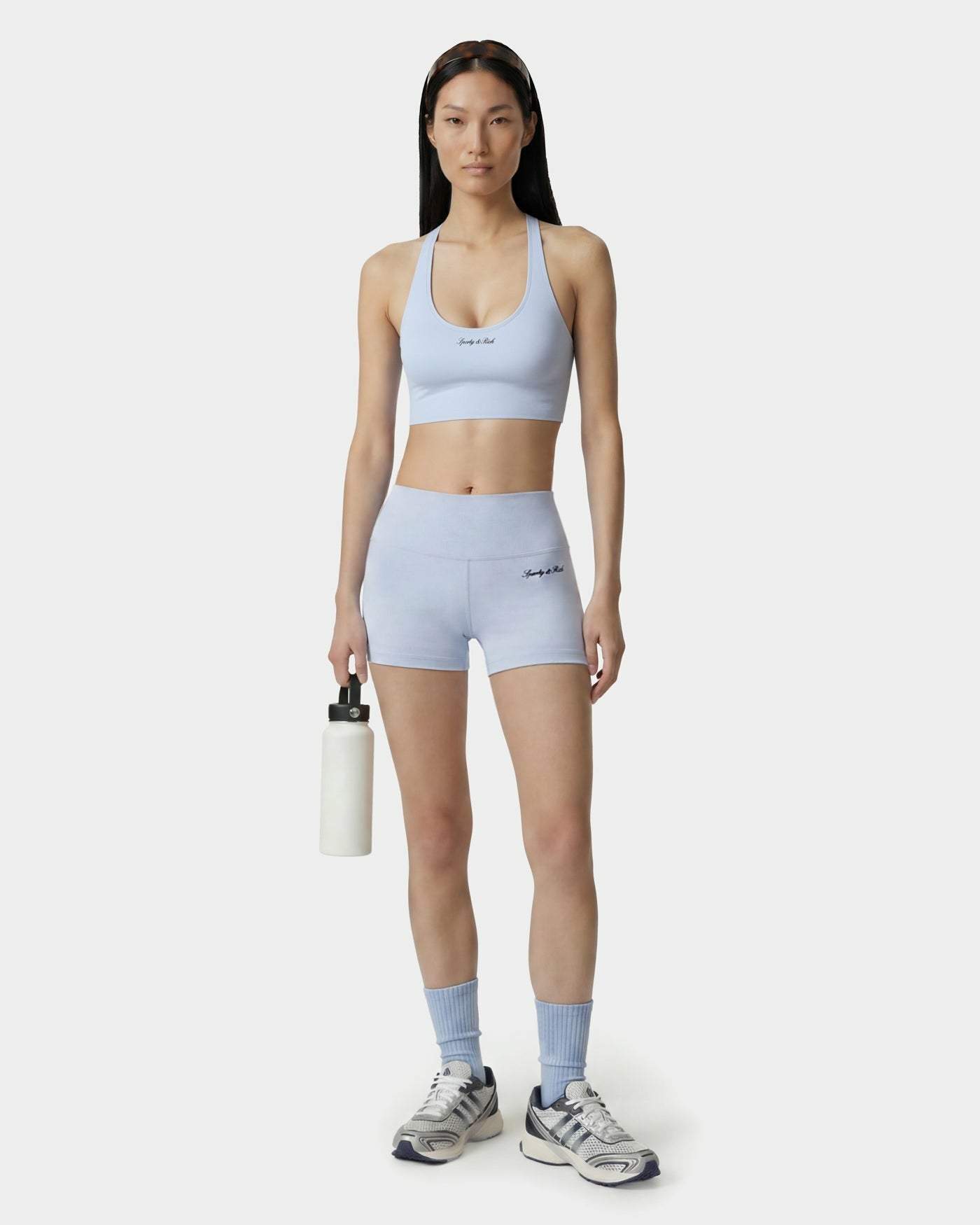 Signature Logo Mini Biker Short - Ciel/Navy Sporty & Rich Discount
