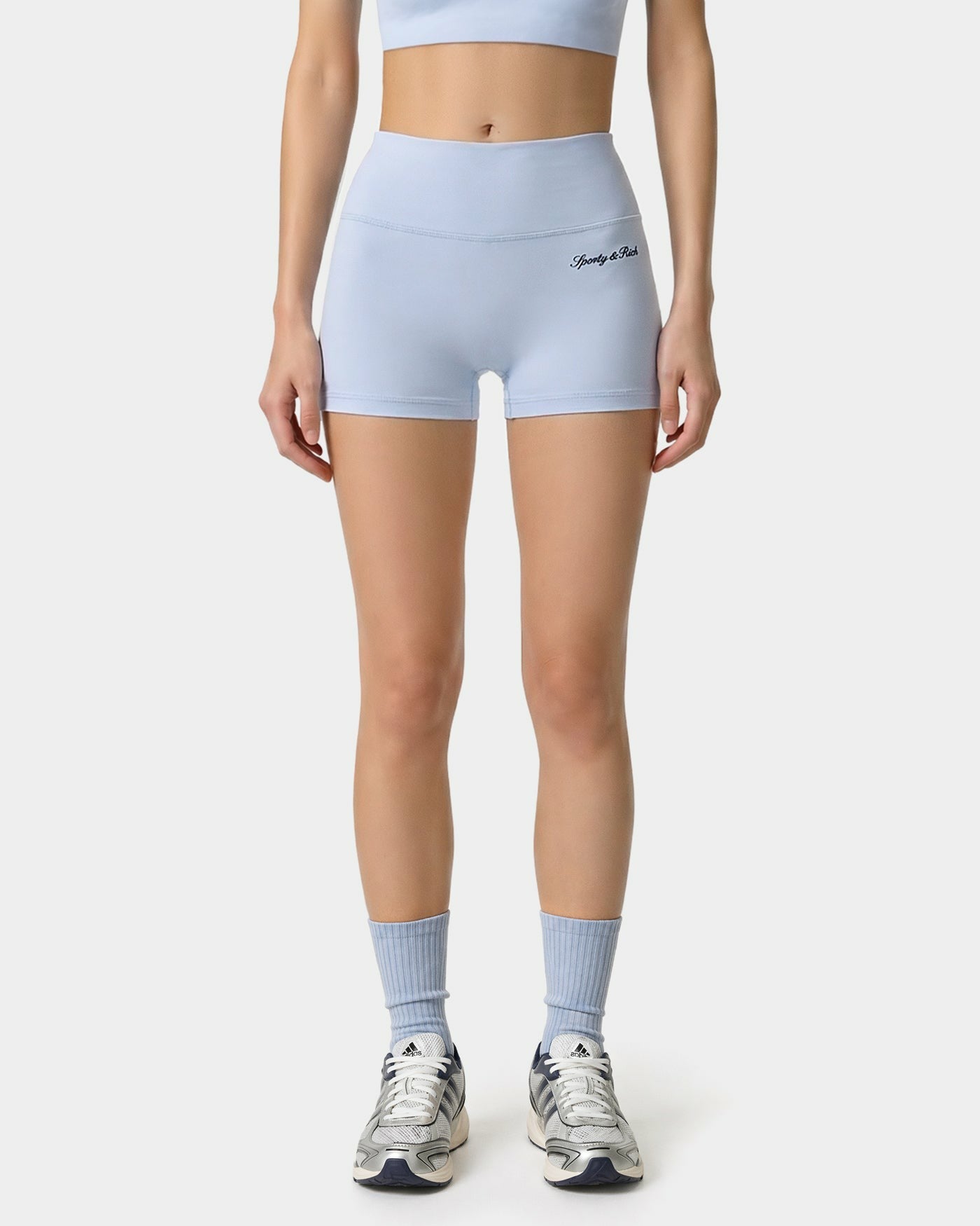Signature Logo Mini Biker Short - Ciel/Navy Sporty & Rich Discount