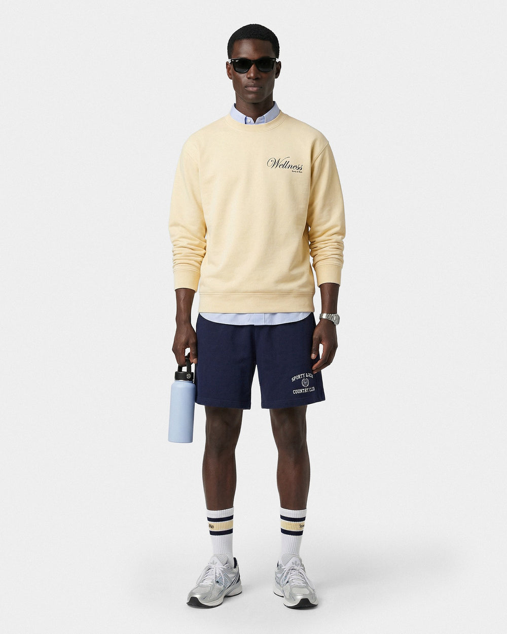Varsity Crest Gym Short - Navy/White Sporty & Rich Discount