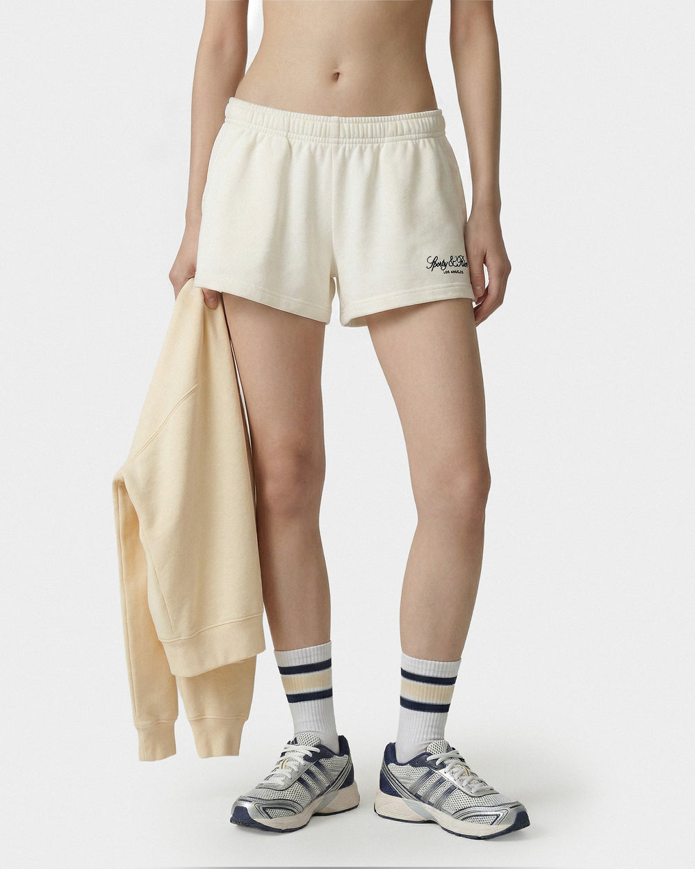 Vendome LA Embroidered Disco Short - Ecru/White Sporty & Rich Outlet