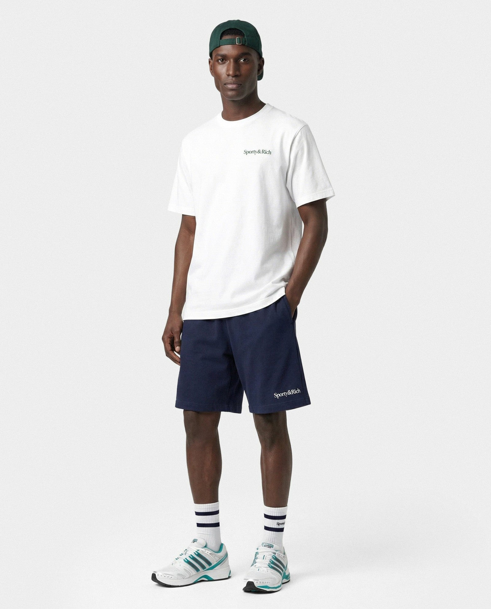 Serif Logo Gym Short - Navy/White Sporty & Rich Sale