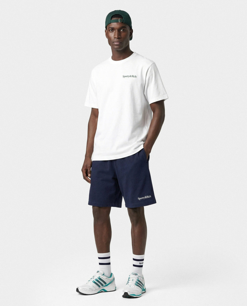 Serif Logo Gym Short - Navy/White Sporty & Rich Sale