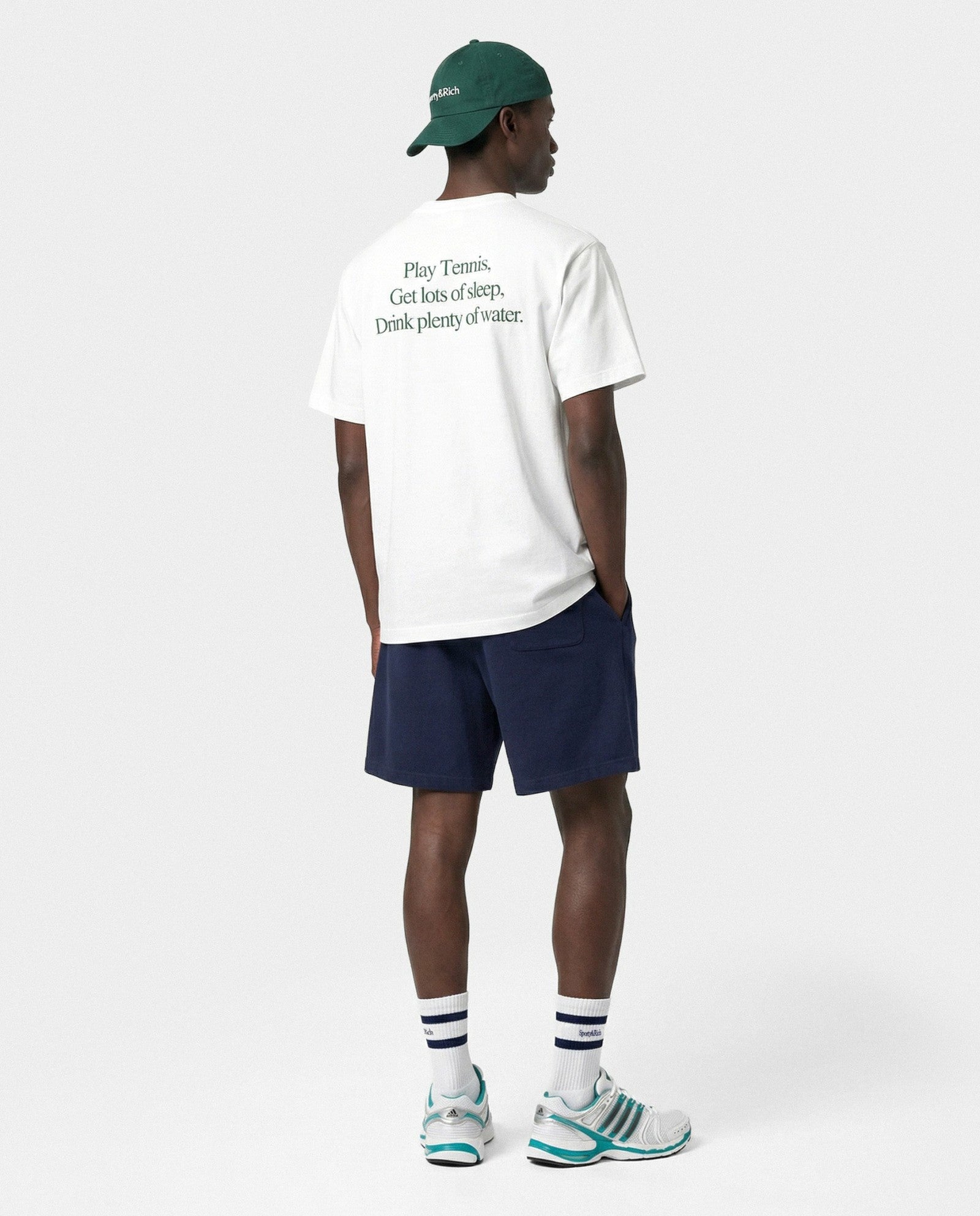 Serif Logo Gym Short - Navy/White Sporty & Rich Sale