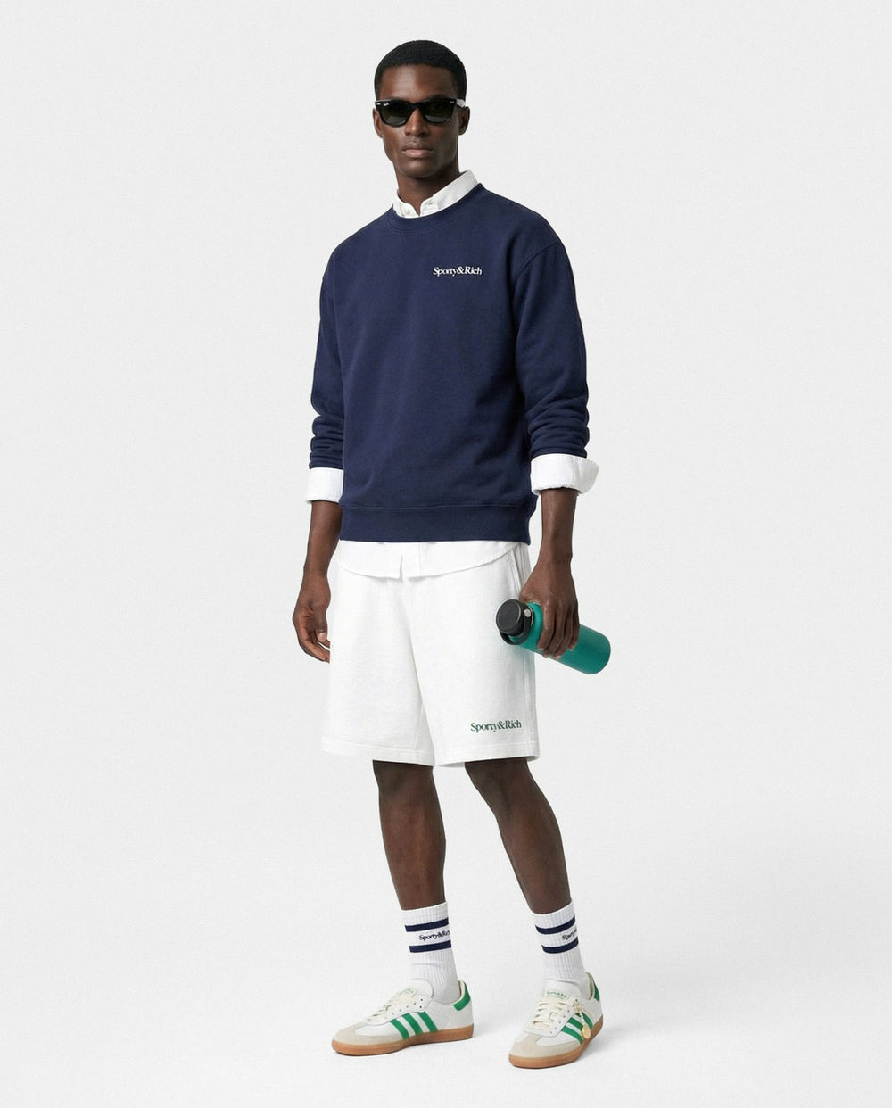Serif Logo Gym Short - White/Forest Sporty & Rich Online