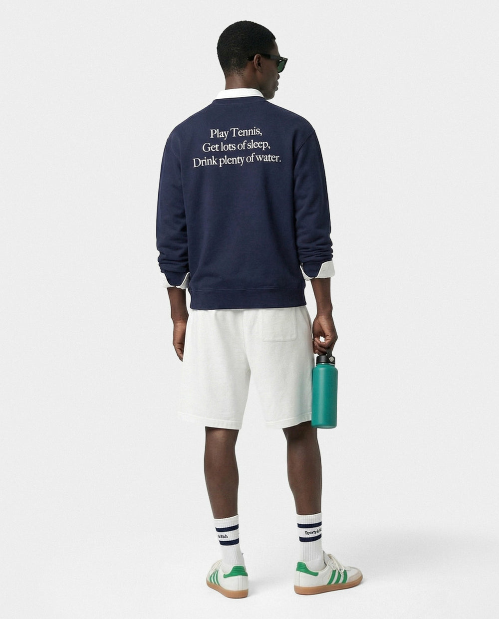 Serif Logo Gym Short - White/Forest Sporty & Rich Online
