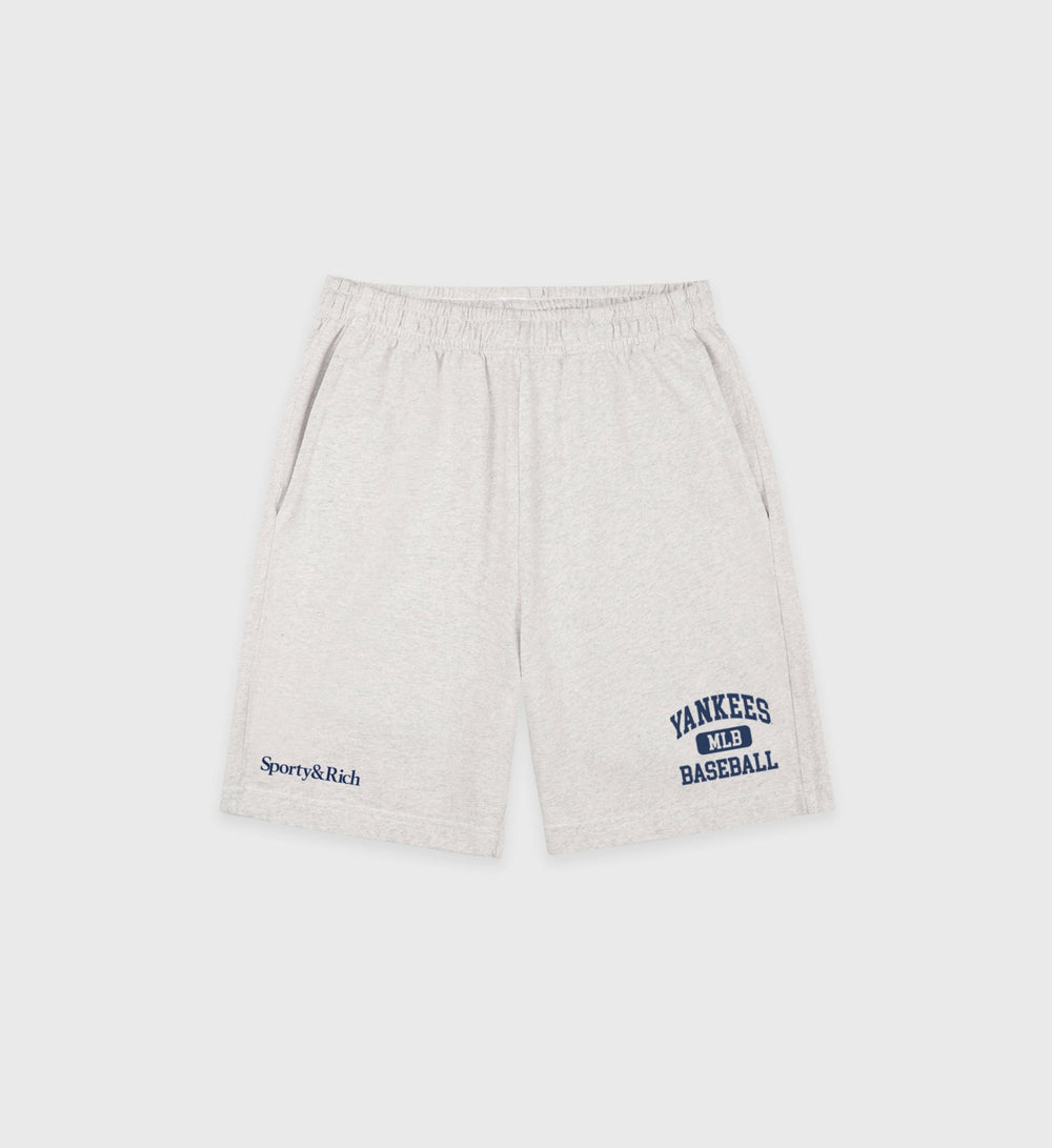 Yankees Ivy Gym Short - Heather Gray/Navy Sporty & Rich Discount