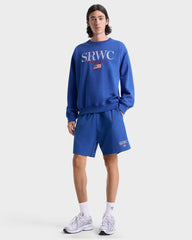 Nautical Embroidered Gym Short - Team Blue/White Sporty & Rich For Sale