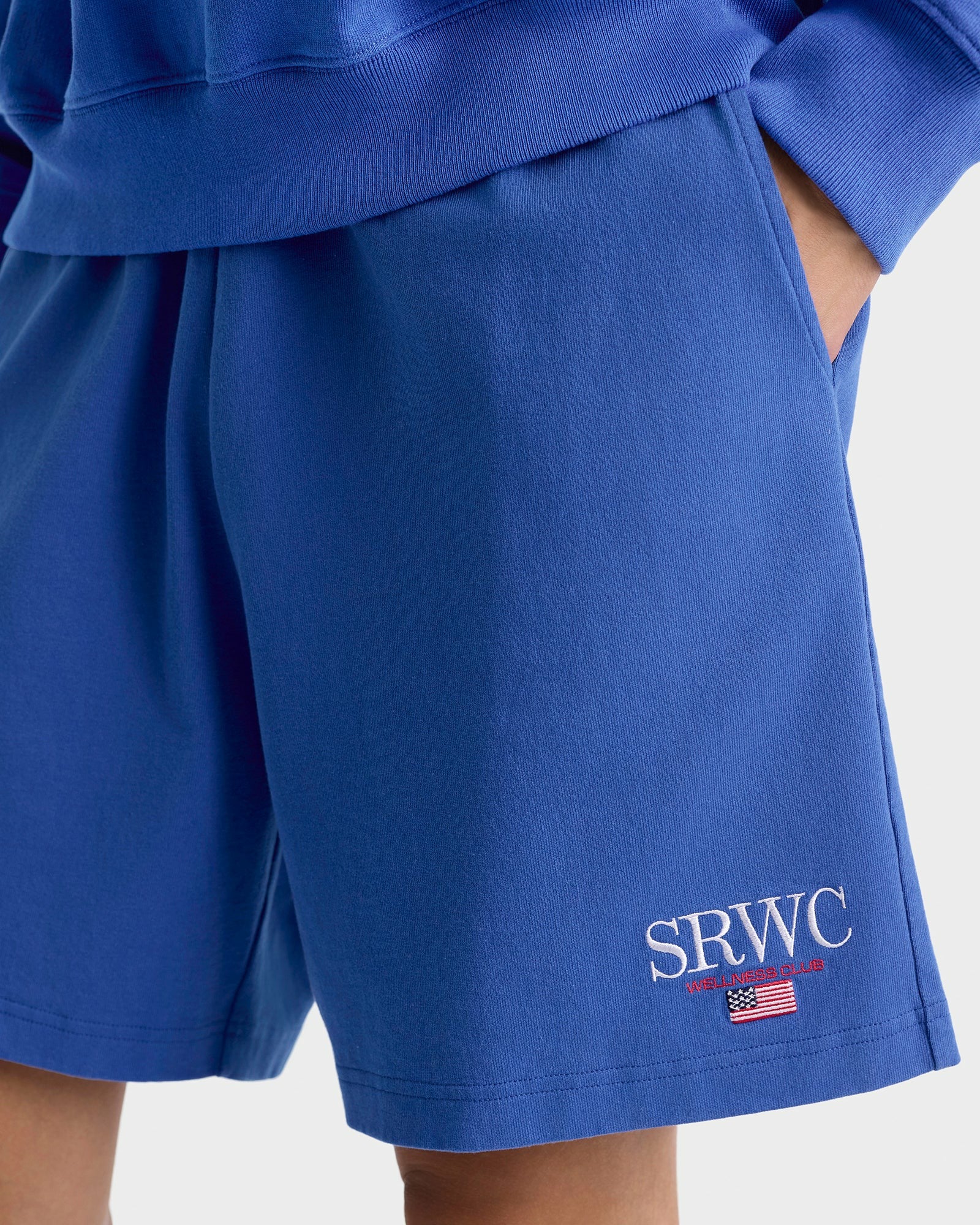 Nautical Embroidered Gym Short - Team Blue/White Sporty & Rich For Sale