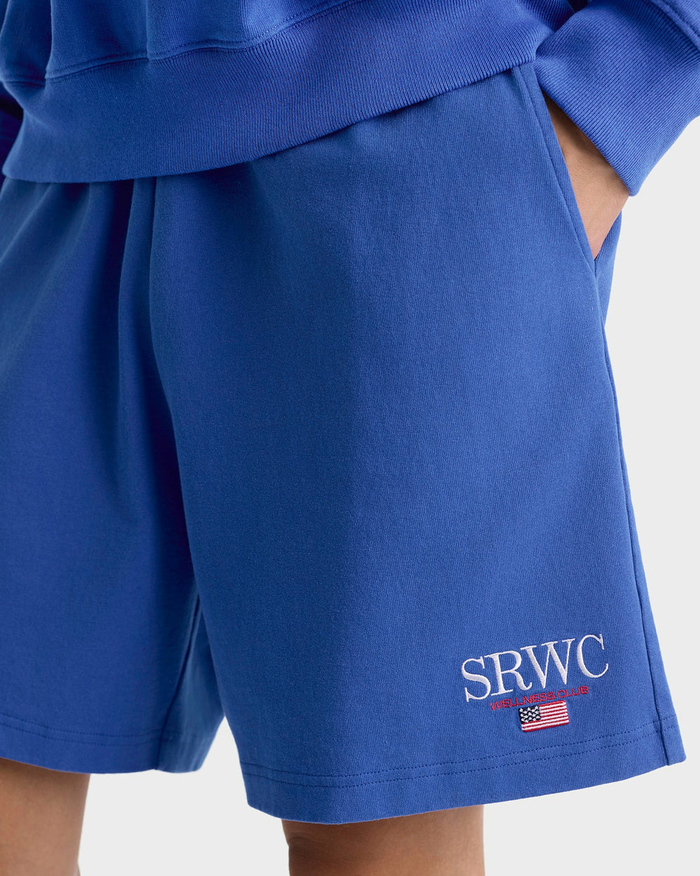 Nautical Embroidered Gym Short - Team Blue/White Sporty & Rich For Sale