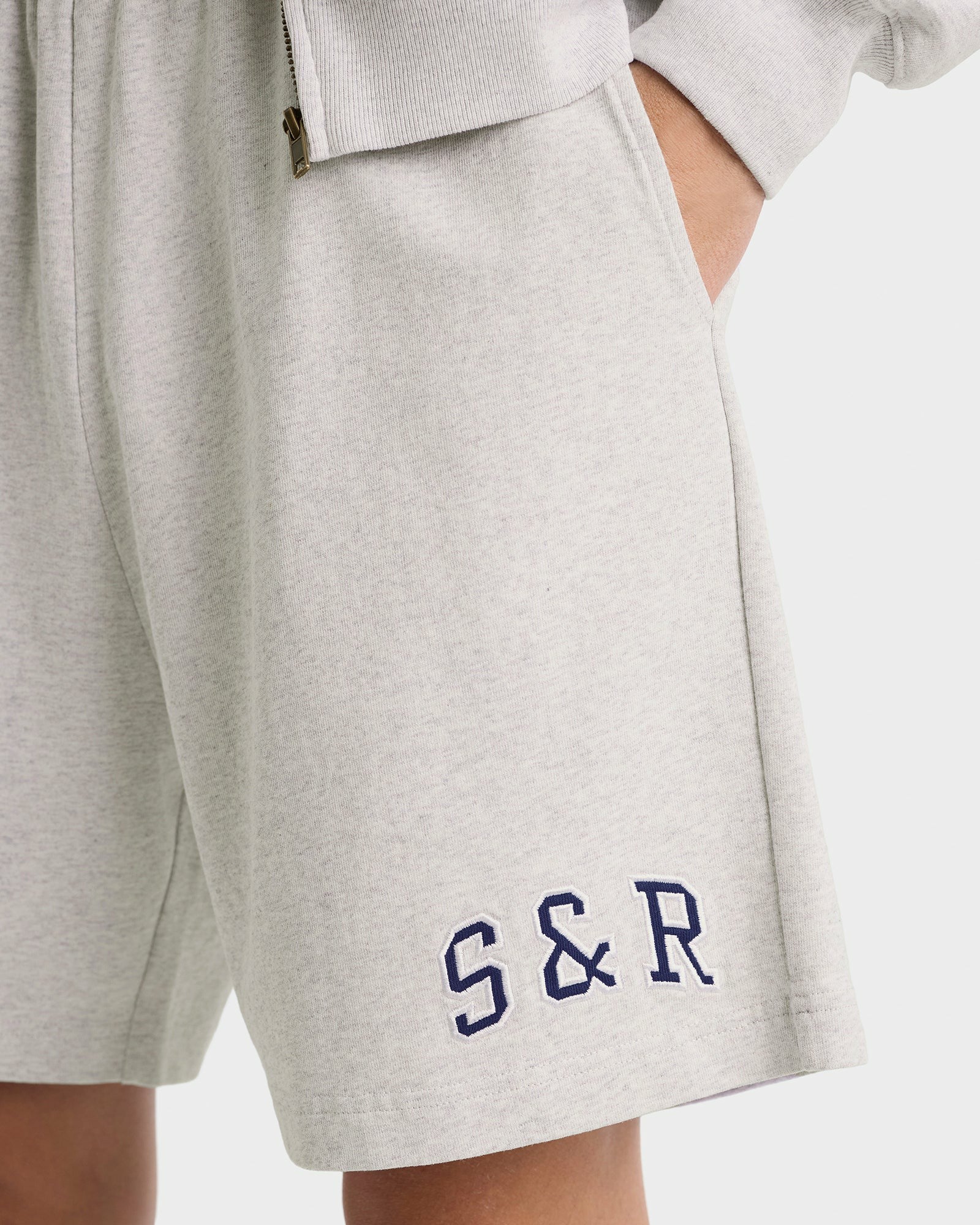S&R Ivy Gym Short - Heather Gray/Navy Sporty & Rich Online