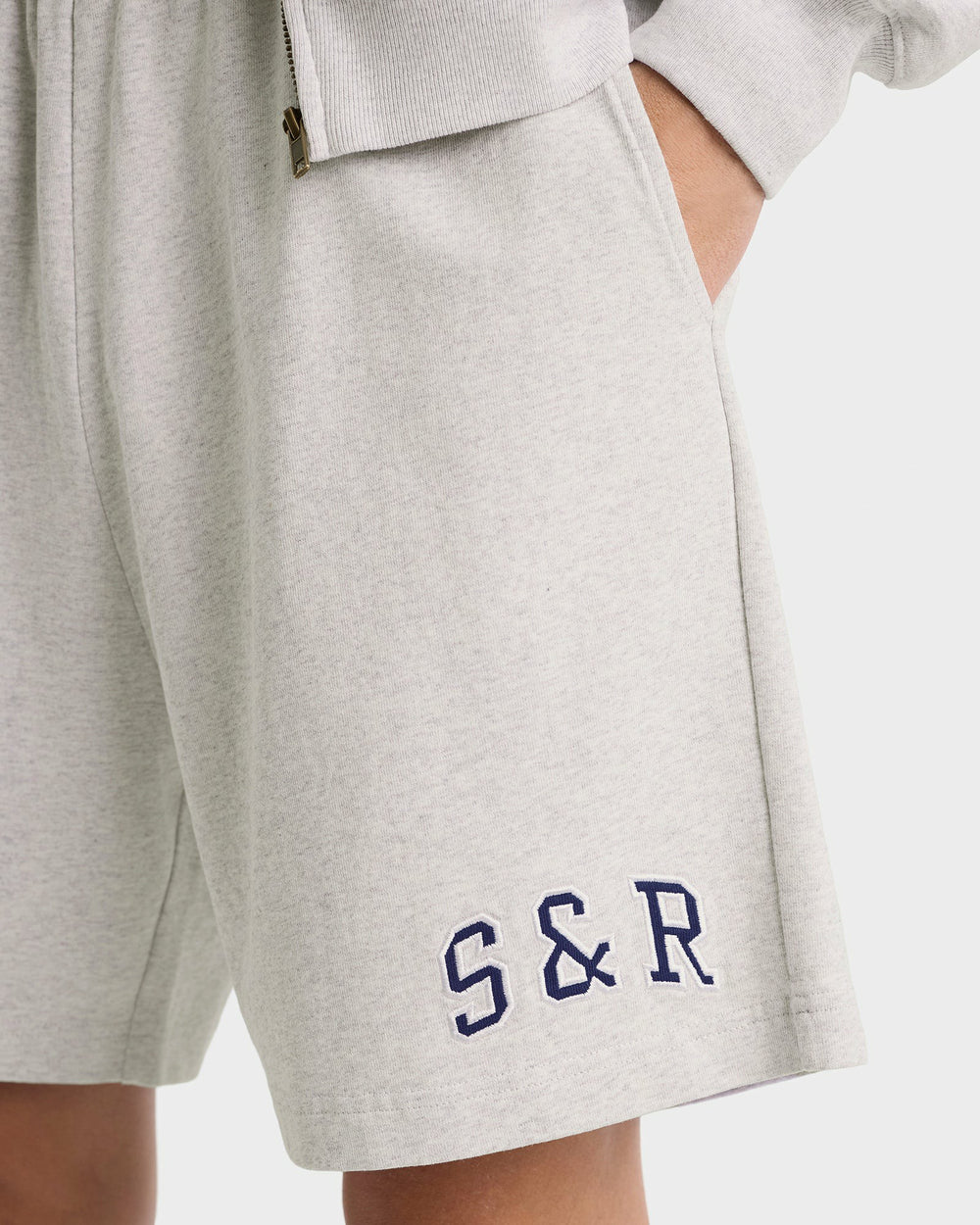 S&R Ivy Gym Short - Heather Gray/Navy Sporty & Rich Online