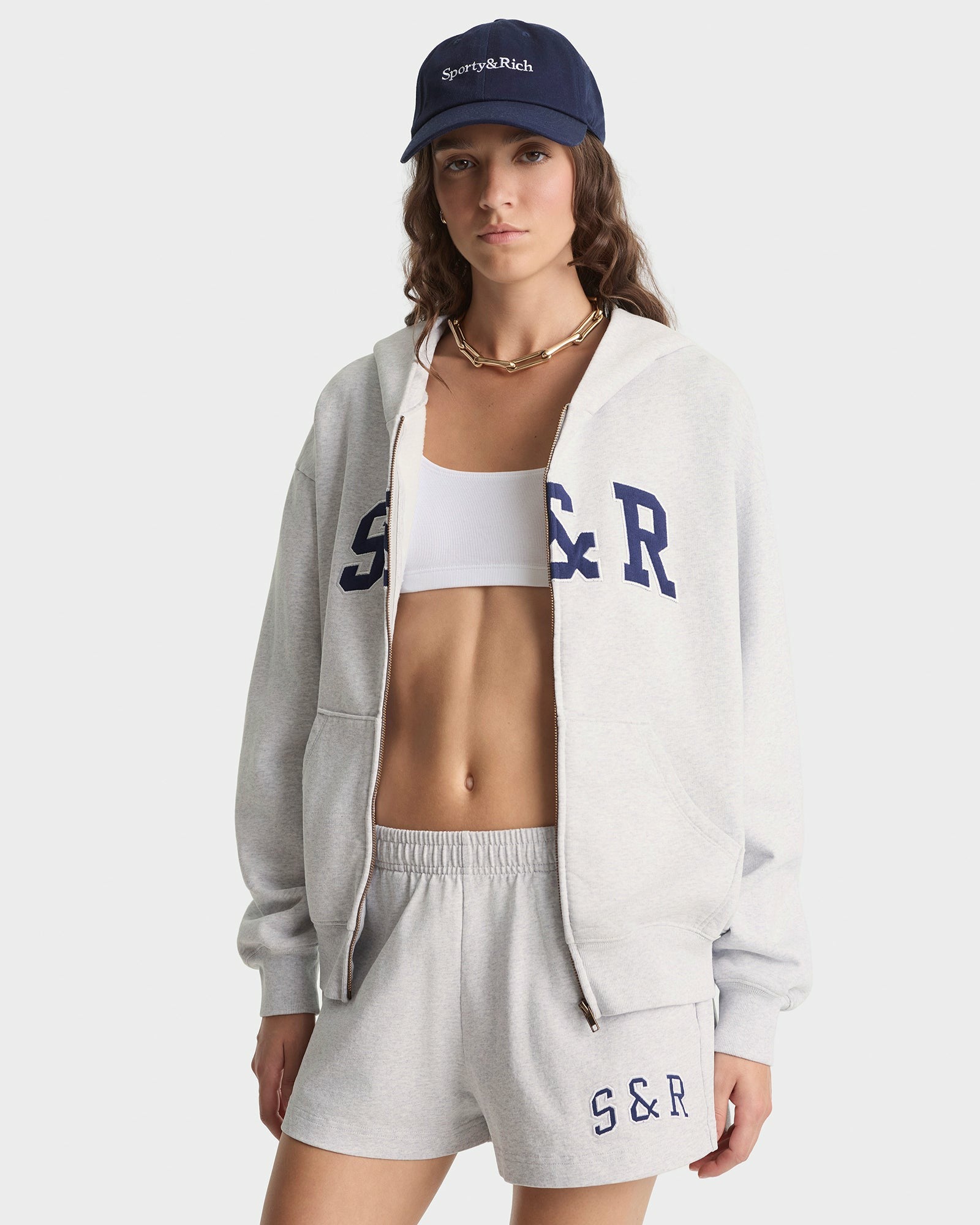 S&R Ivy Disco Short - Heather Gray/Navy Sporty & Rich Discount