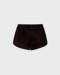 NY Crest Velour Track Short - Chocolate Sporty & Rich Sale