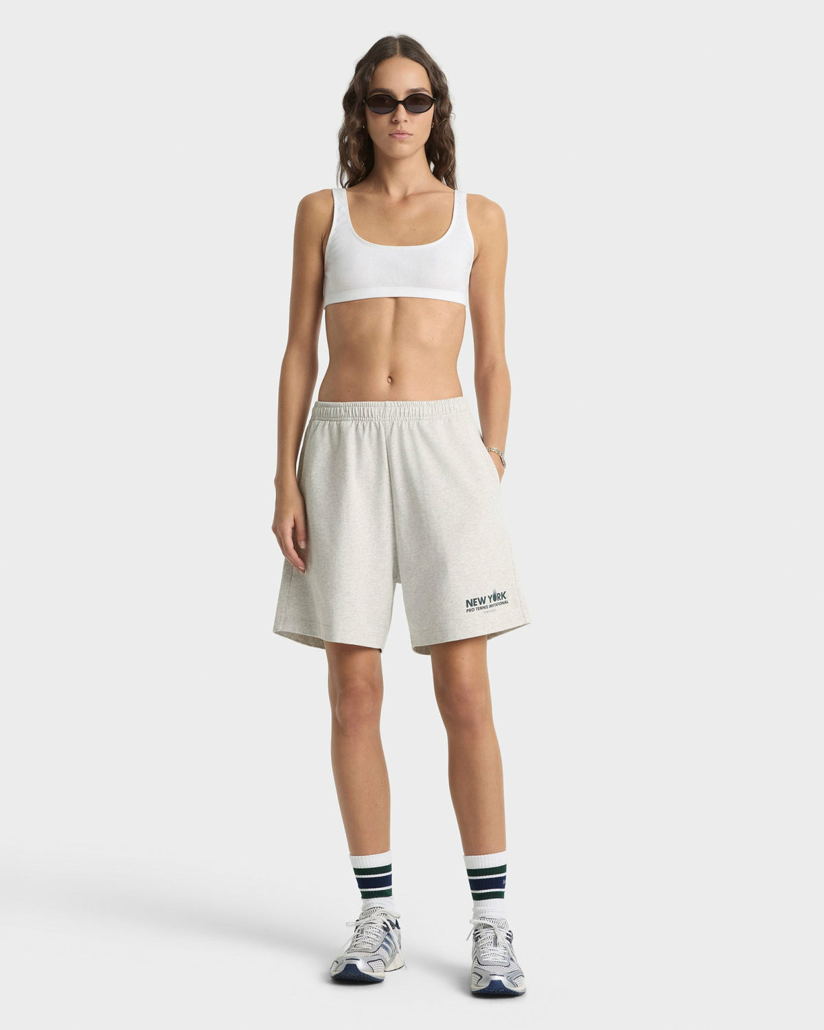 Pro Gym Short - Heather Gray/Forest Sporty & Rich For Sale