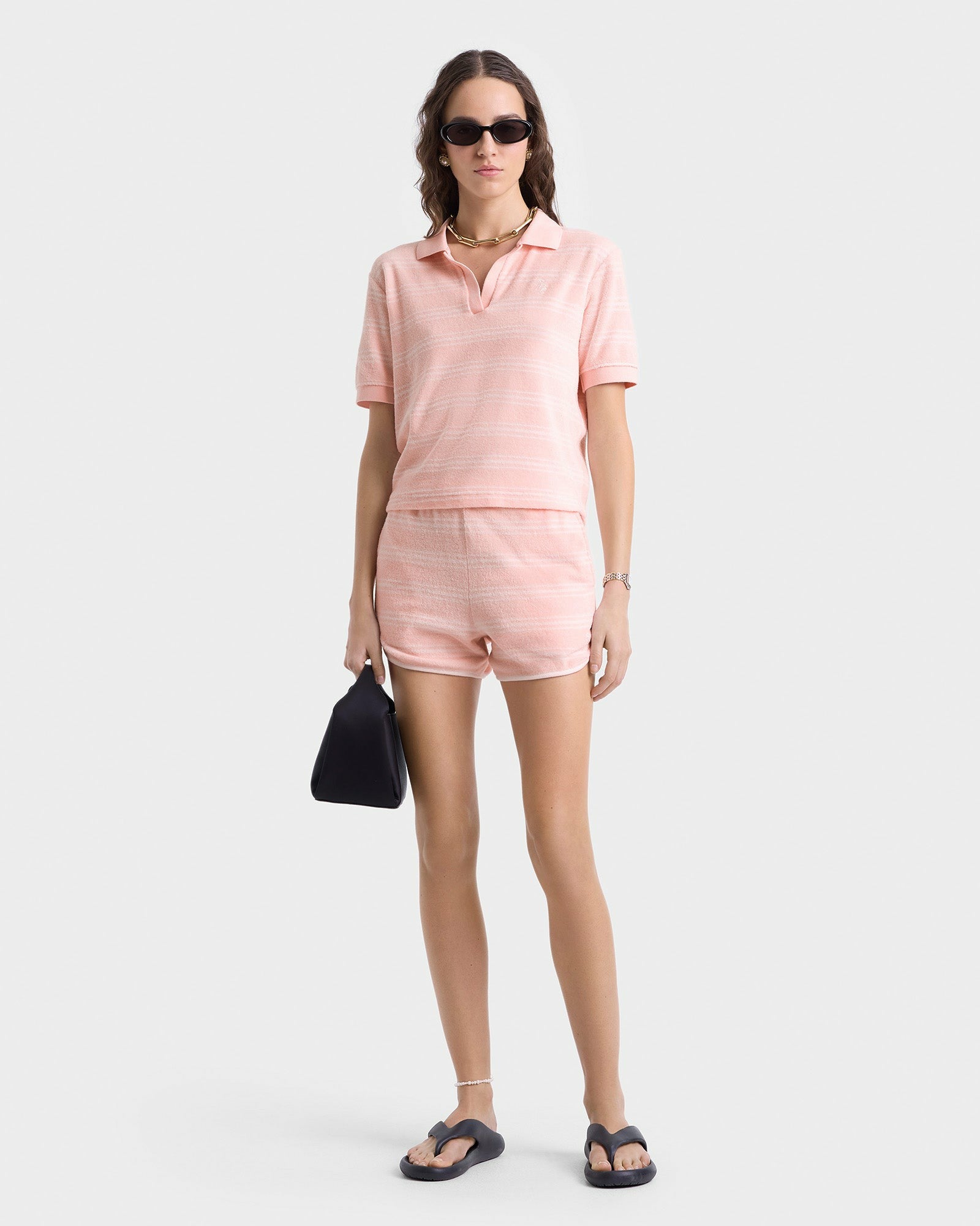 SRC Terry Short - Pink Dolphin Striped Sporty & Rich Online