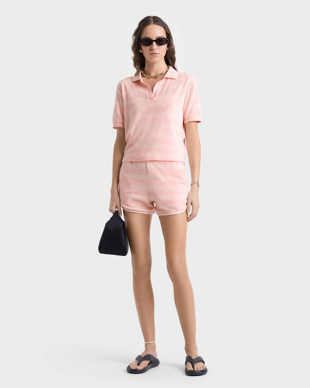 SRC Terry Short - Pink Dolphin Striped Sporty & Rich Online