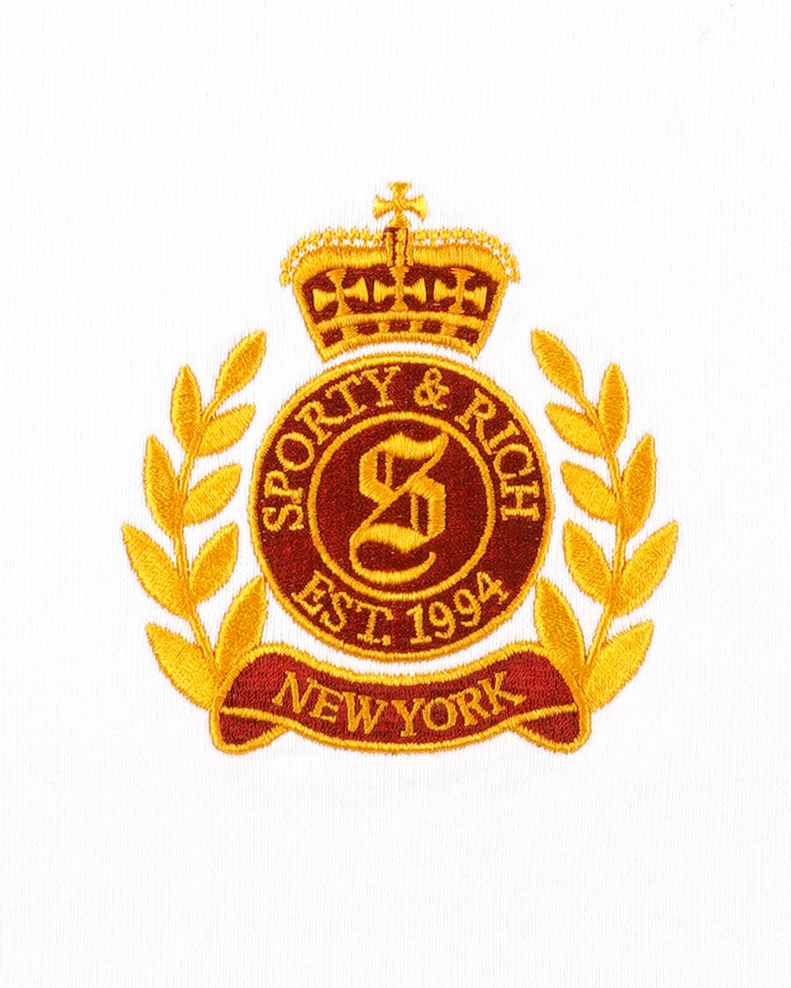 NY Crest Embroidered Disco Short - White Sporty & Rich Sale