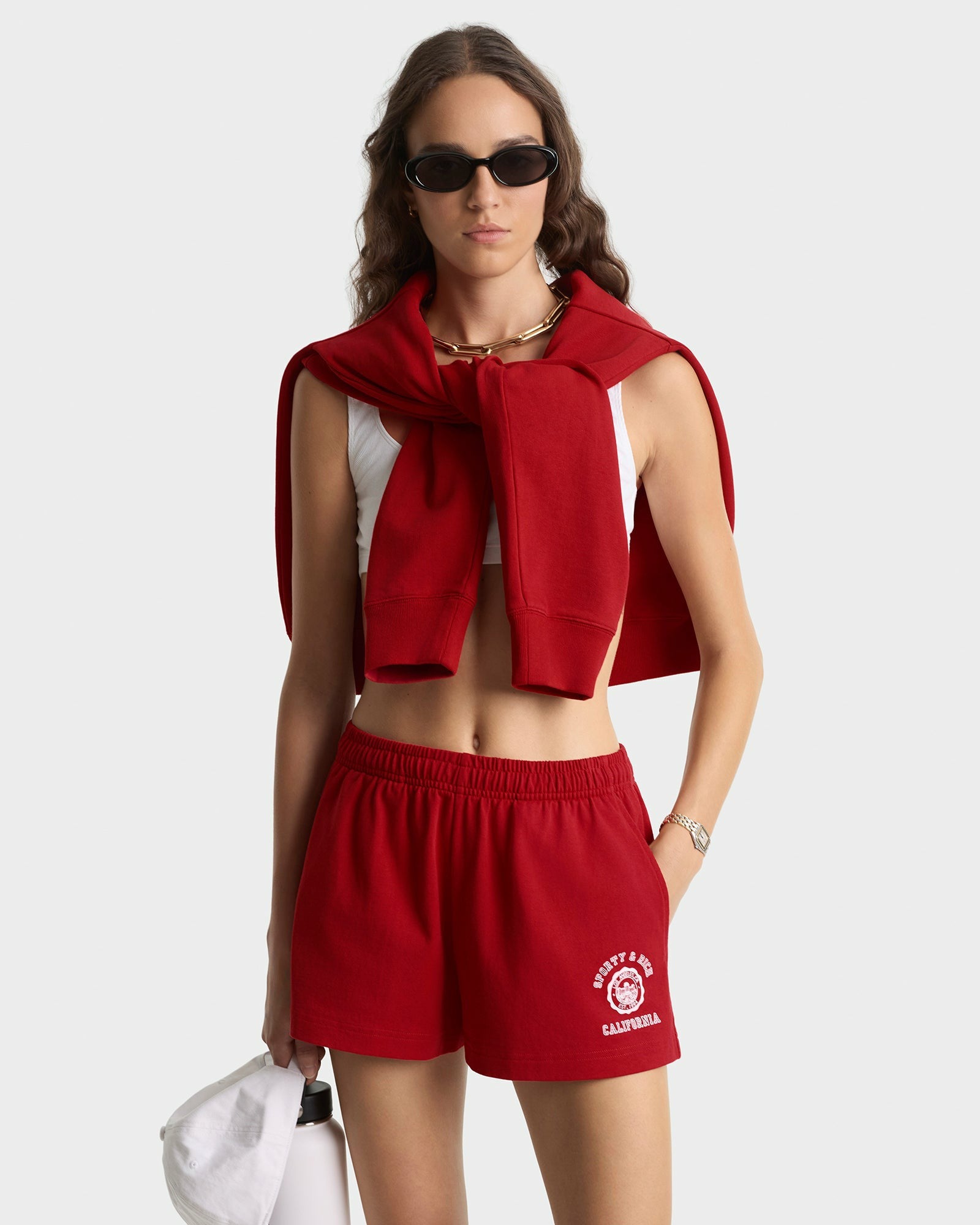 California Emblem Disco Short - Ruby/White Sporty & Rich Discount