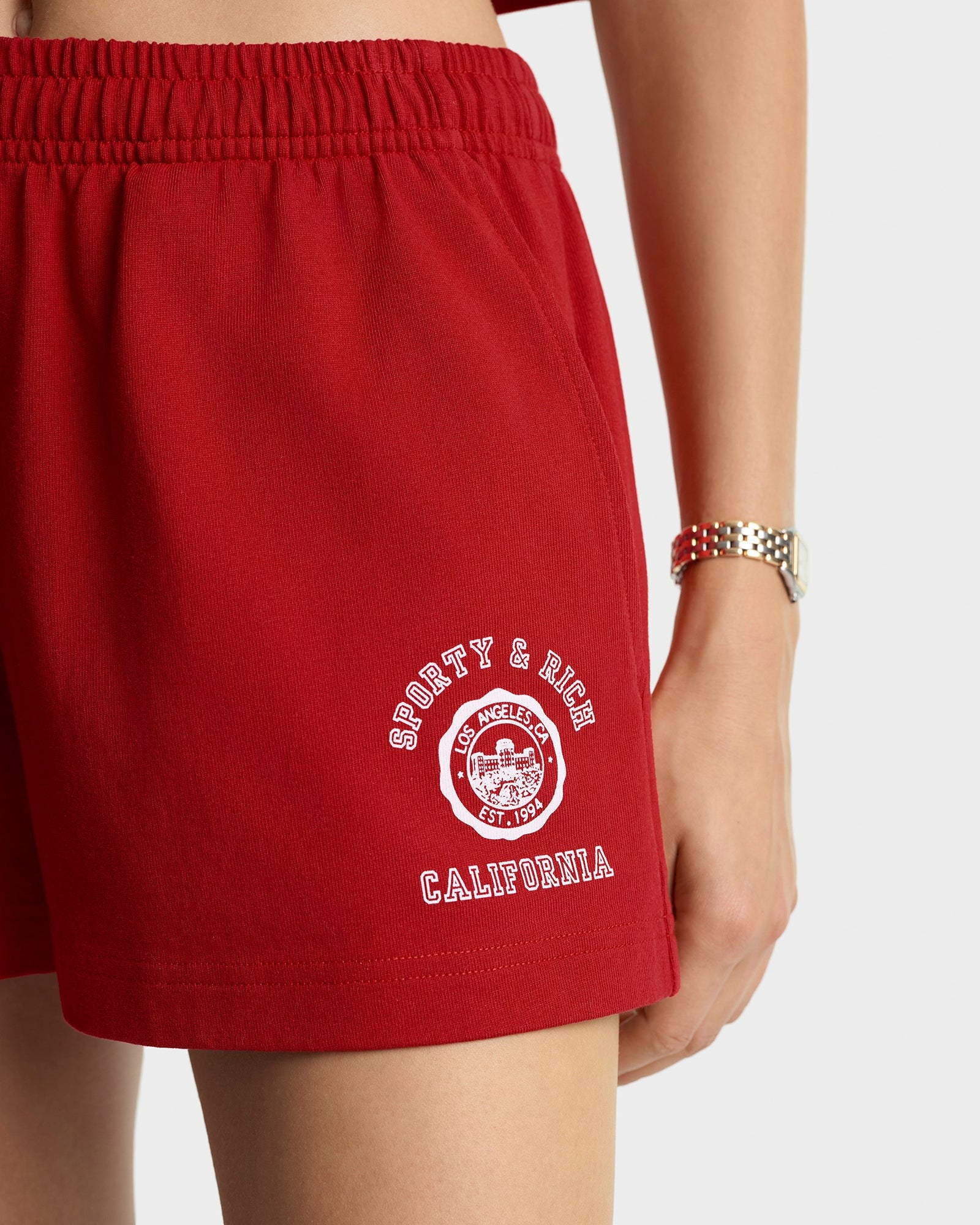 California Emblem Disco Short - Ruby/White Sporty & Rich Discount