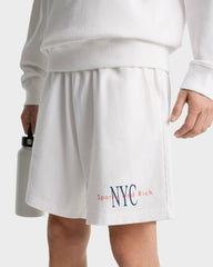 NY Minute Gym Short - White/Navy Sporty & Rich Online