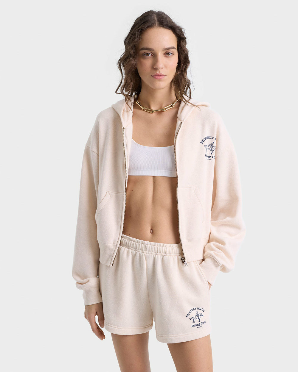 Beverly Hills Riding Club Soft Disco Short - Cream/Navy Sporty & Rich Discount