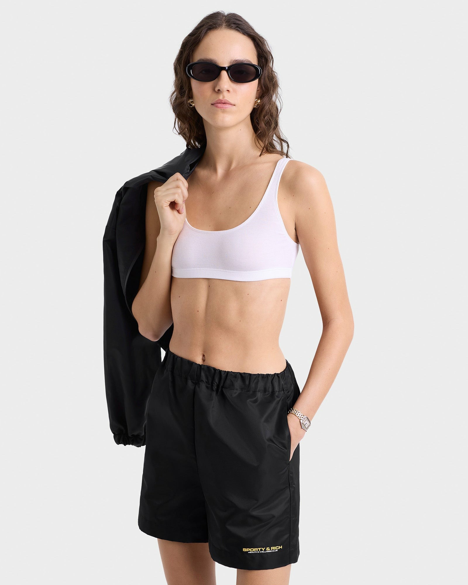 Bold Health Nylon Short - Black/Gold Sporty & Rich US