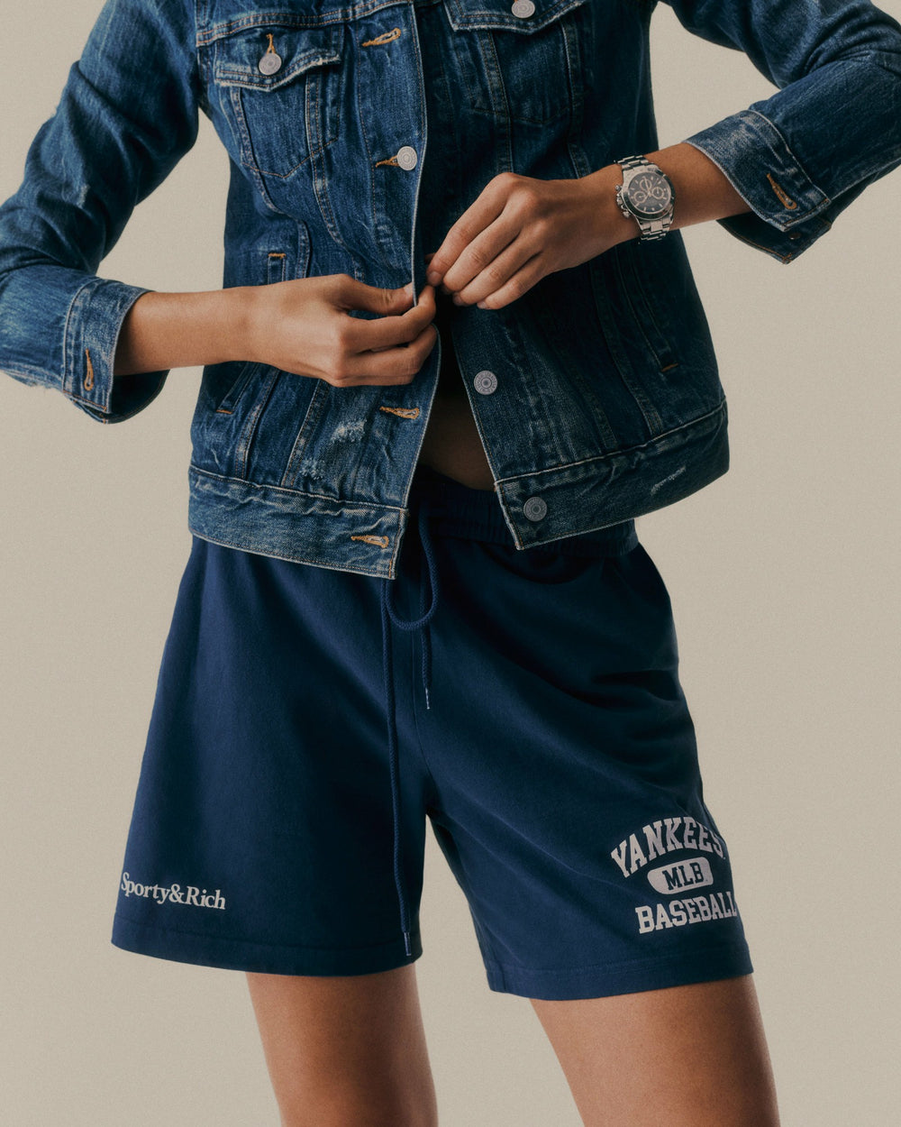 Yankees Ivy Gym Short - Navy/White Sporty & Rich US