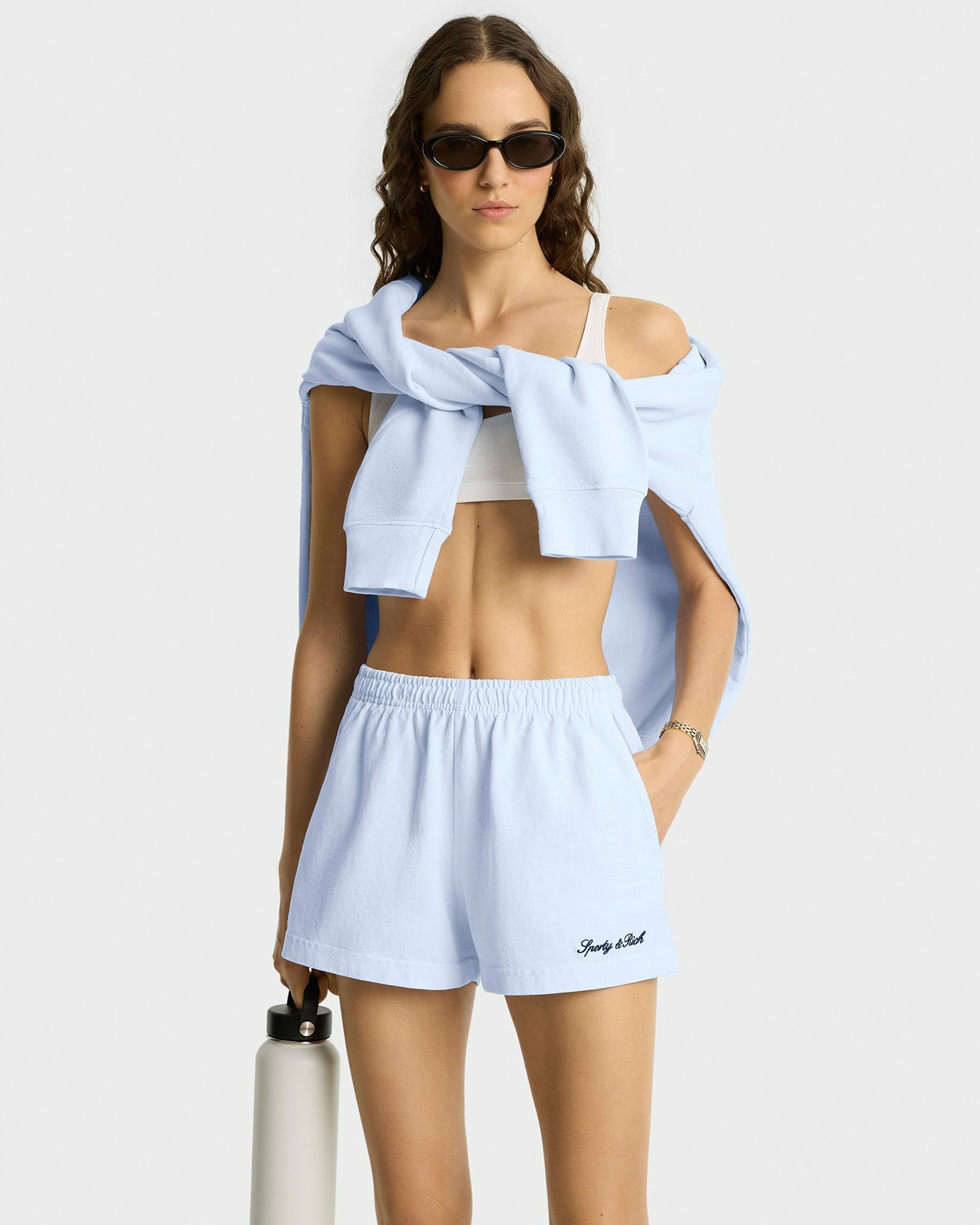 Syracuse Embroidered Disco short - Ciel/Navy Sporty & Rich Discount