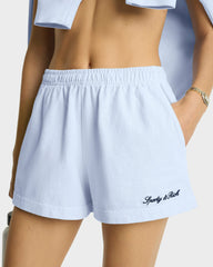 Syracuse Embroidered Disco short - Ciel/Navy Sporty & Rich Discount