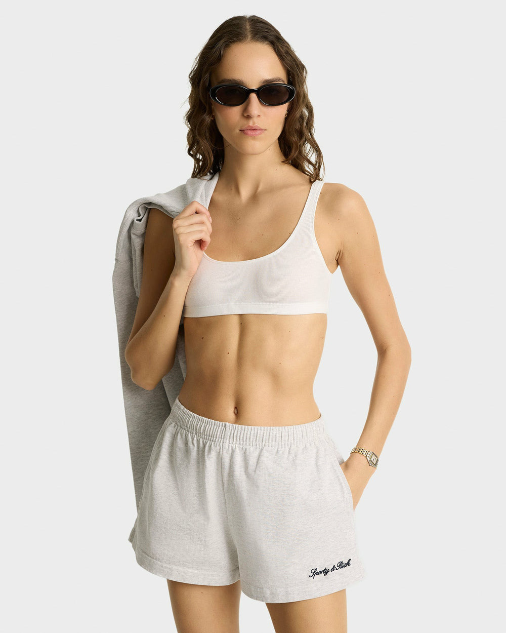 Syracuse Embroidered Disco short - Heather Gray/Navy Sporty & Rich For Sale
