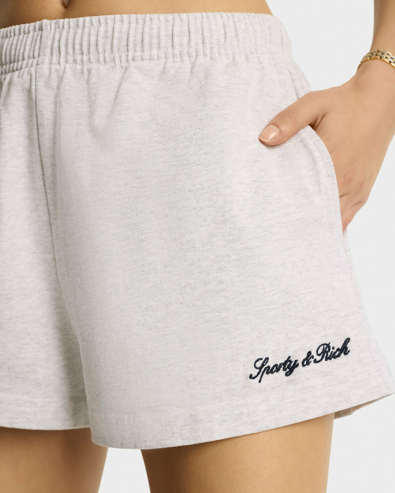 Syracuse Embroidered Disco short - Heather Gray/Navy Sporty & Rich For Sale