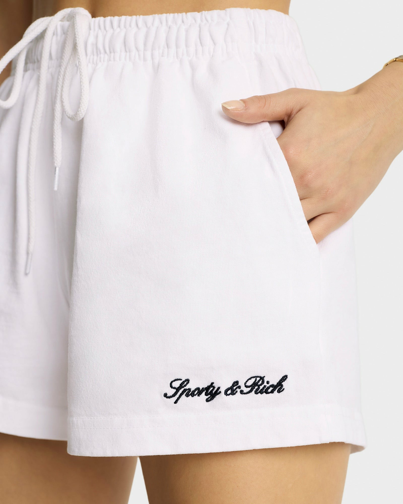 Syracuse Embroidered Disco Short - White/Navy Sporty & Rich Outlet