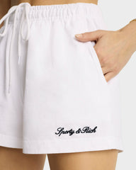 Syracuse Embroidered Disco Short - White/Navy Sporty & Rich Outlet