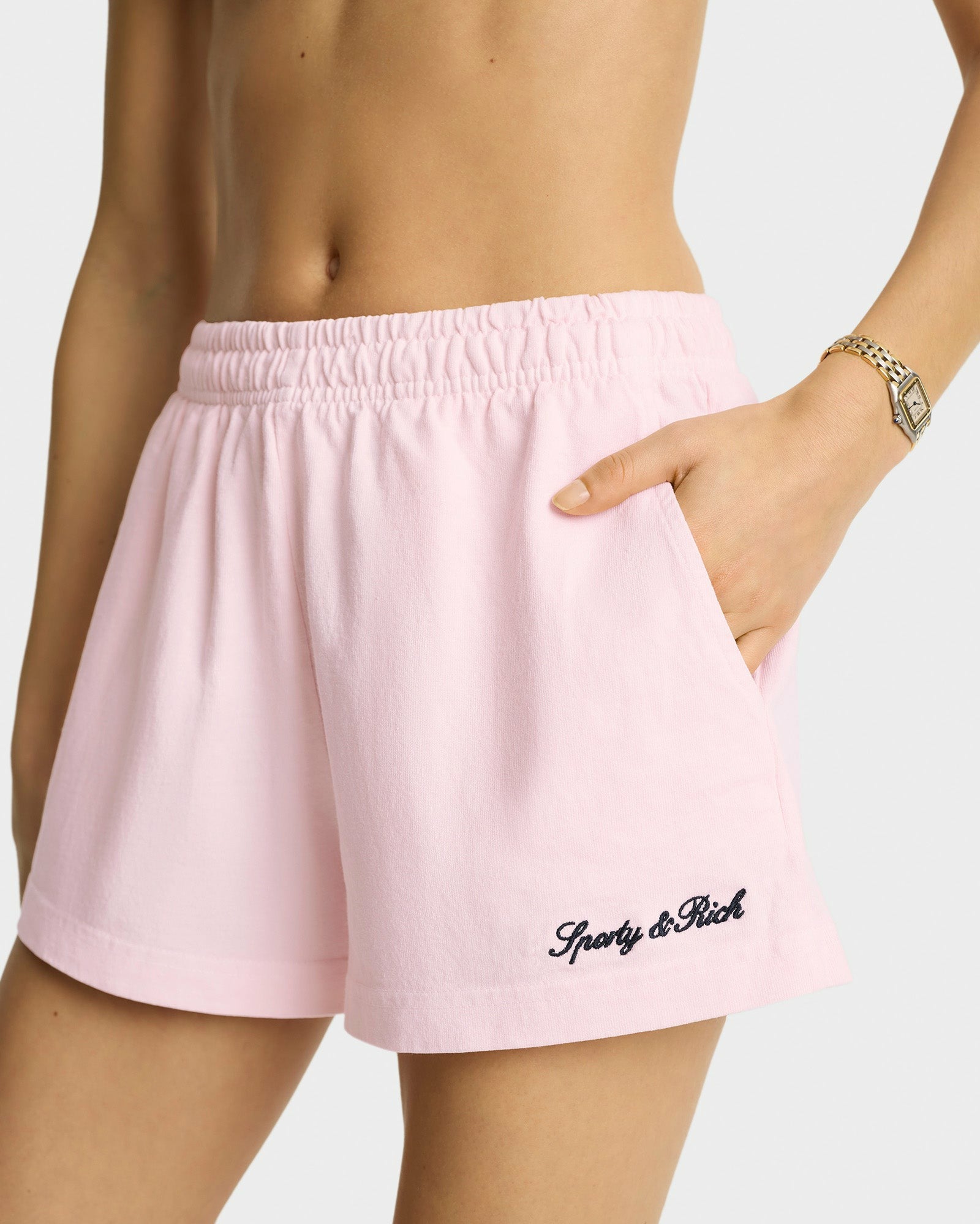 Syracuse Embroidered Disco short - Pink Dolphin/Navy Sporty & Rich US
