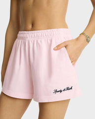 Syracuse Embroidered Disco short - Pink Dolphin/Navy Sporty & Rich US
