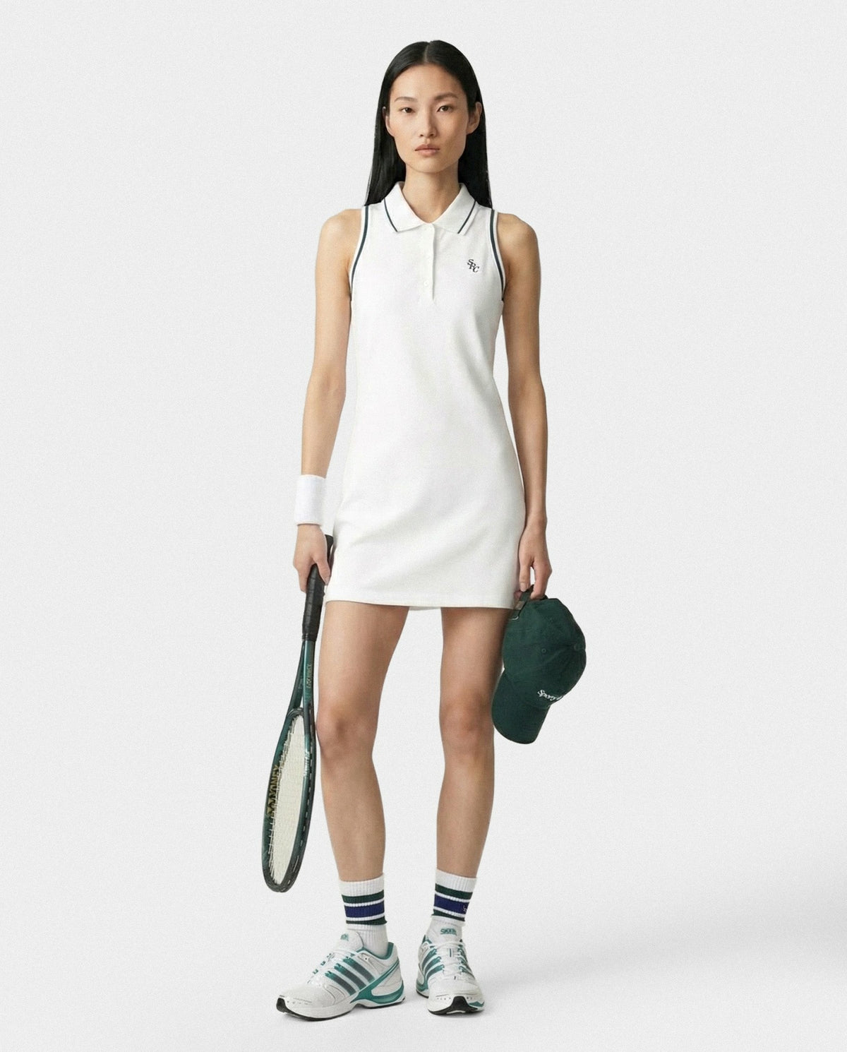 SRC Polo Dress - White/Forest Sporty & Rich Online