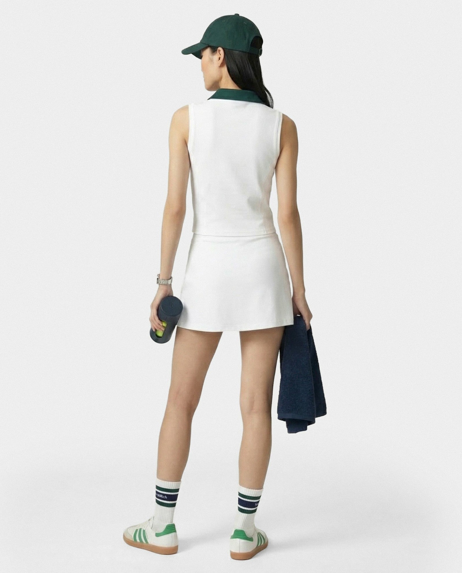 SRC Court Skirt - White/Forest Sporty & Rich Sale